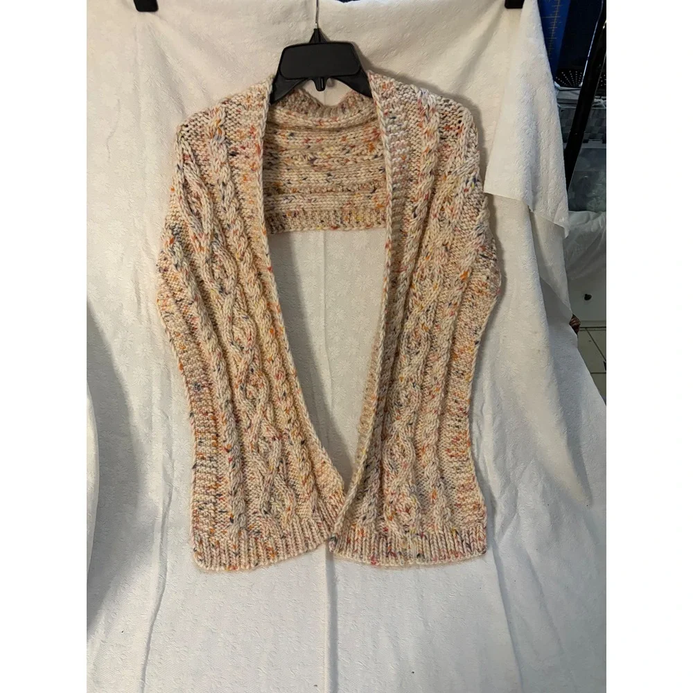 Gap Cable Knit Cottagecore Hygge Boho Chic ShrugCream Confetti Chunky Winte Wrap